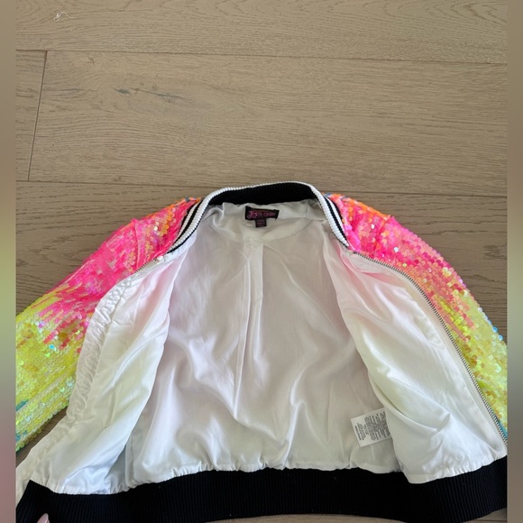 Nickelodeon JoJo's Closet Rainbow Flip Sequin Bomber Jacket Child Size 4/5 - Picture 6 of 7